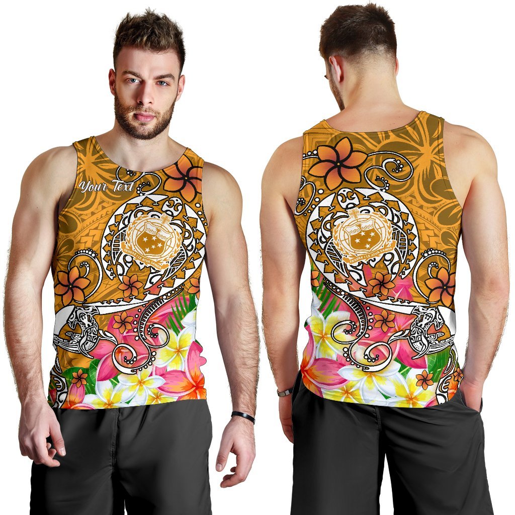 Samoa Custom Personalised Men's Tank Top - Turtle Plumeria (Gold) - Polynesian Pride