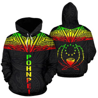 Pohnpei All Over Hoodie Reggae Neck Style Unisex Mix - Polynesian Pride