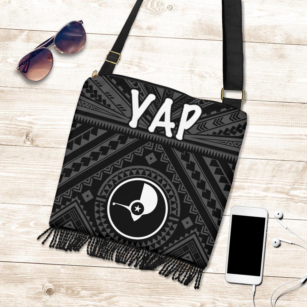 Yap Crossbody Boho Handbag - Yap Seal With Polynesian Tattoo Style One Style One Size Black - Polynesian Pride