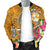 Tonga Men's Bomber Jacket - Turtle Plumeria (Gold) - Polynesian Pride