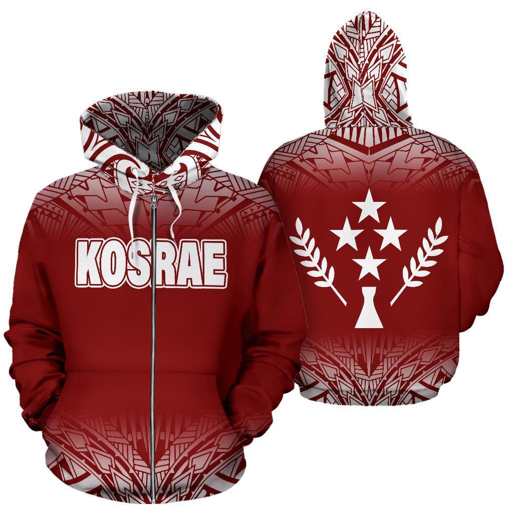 Kosrae All Over Zip up Hoodie Red Fog Style Unisex Red - Polynesian Pride