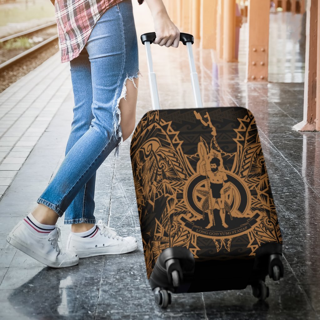 Vanuatu Polynesian Luggage Covers Map Gold - Polynesian Pride