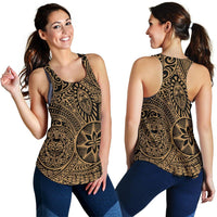 Polynesian Hawaiian Style Tribal Tattoo Gold Women's Racerback Tank Top - Polynesian Pride