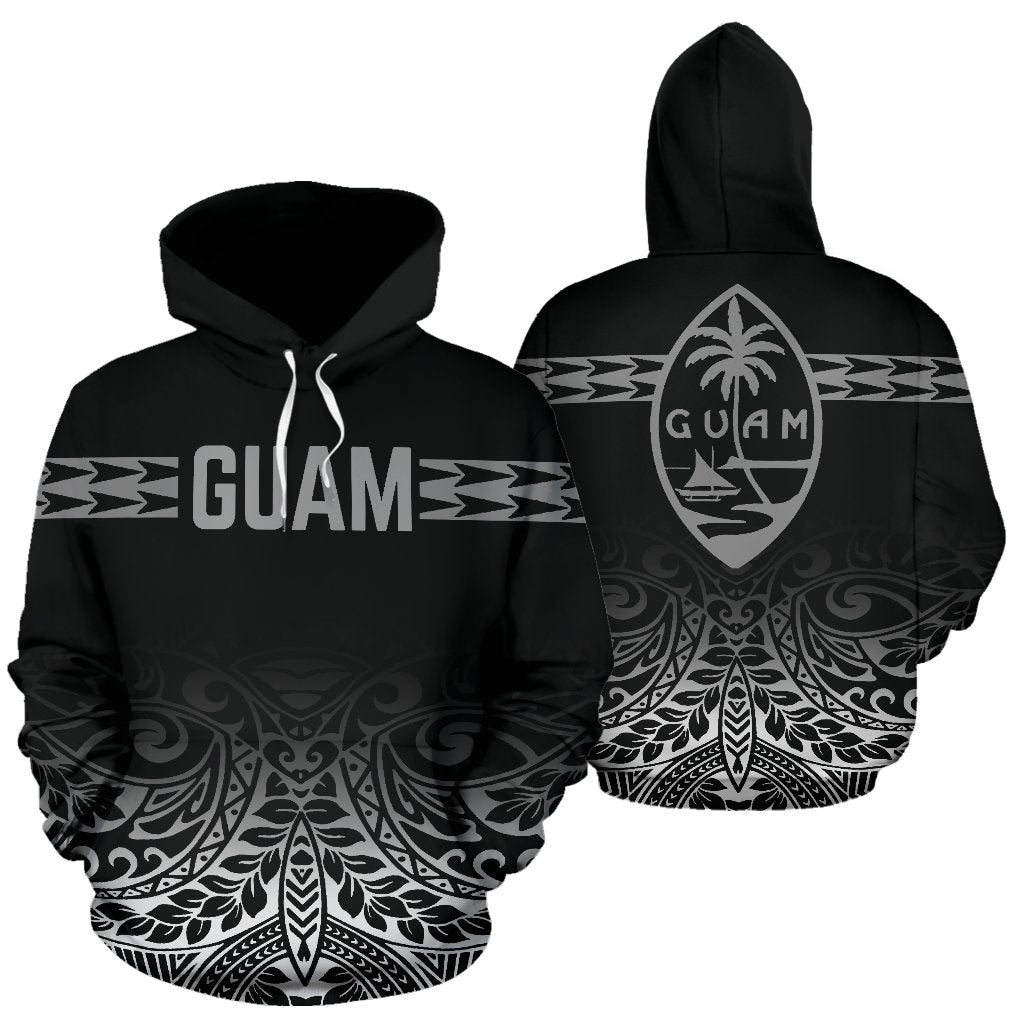 Guam All Over Hoodie Polynesian Fog Unisex Black - Polynesian Pride