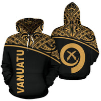 Vanuatu Polynesian Hoodie Gold Curve Unisex Gold - Polynesian Pride