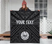 Tahiti Personalised Premium Quilt - Tahiti Seal In Polynesian Tattoo Style (Black) - Polynesian Pride