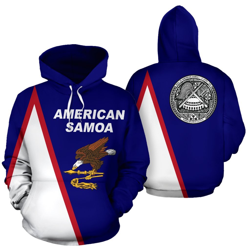 American Samoa Hoodie American Samoa Flag Seal Unisex Blue - Polynesian Pride