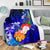 Kosrae Custom Personalised Premium Blanket - Humpback Whale with Tropical Flowers (Blue) - Polynesian Pride