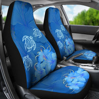 Hawaii Blue Hibiscus Turtle Polynesian Car Set Cover - Polynesian Pride