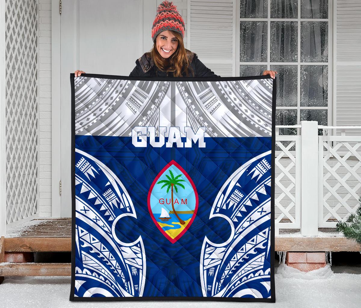 Guam Polynesian Premium Quilt - Pattern With Seal Blue Version - Polynesian Pride