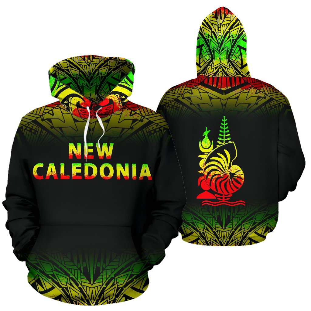 New Caledonia Polynesian All Over Hoodie Fog Reggae Hoodie Unisex Reggae - Polynesian Pride