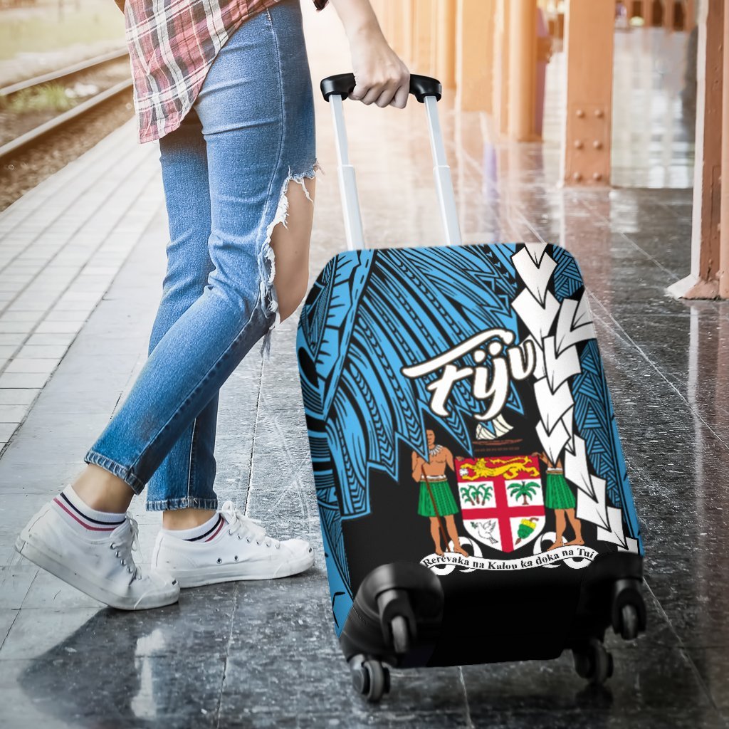 Fiji Polynesian Luggage Covers - Tribal Wave Tattoo Flag Style - Polynesian Pride