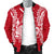 New Caledonia Polynesian Men's Bomber Jacket Map Red White - Polynesian Pride