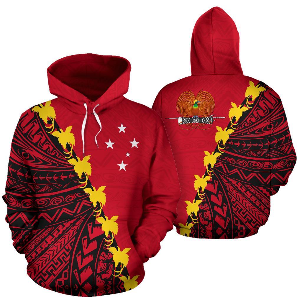 Papua New Guinea Hoodie Papua New Guinea Flag Coat of Arms Unisex Red - Polynesian Pride