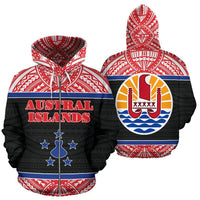 Austral Islands All Over Zip up Hoodie Polynesian Hoodie Style Unisex White - Polynesian Pride