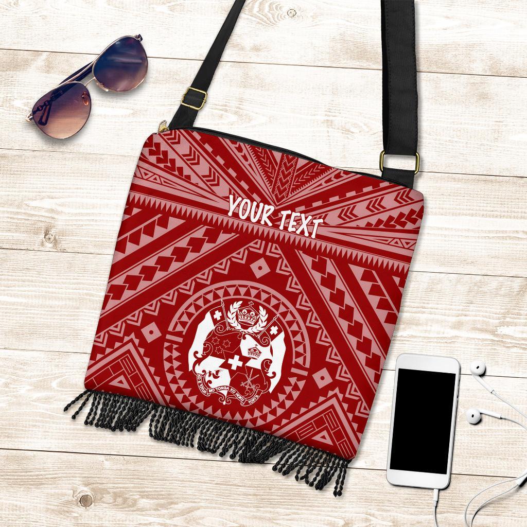 Tonga Personalised Crossbody Boho Handbag - Tonga Seal With Polynesian Tattoo Style (Red) One Style One Size Red - Polynesian Pride