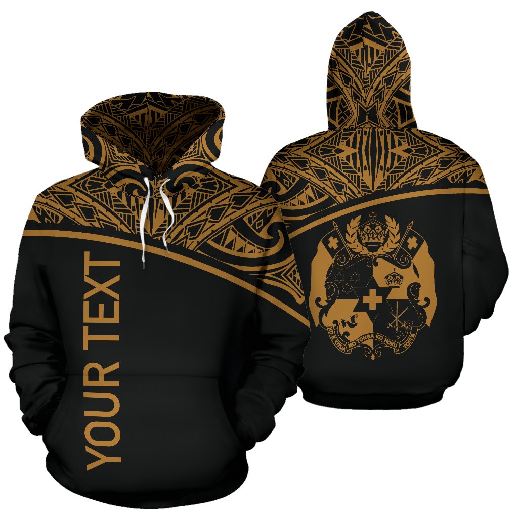 Tonga All Over Custom Hoodie Gold Curve Unisex Gold - Polynesian Pride