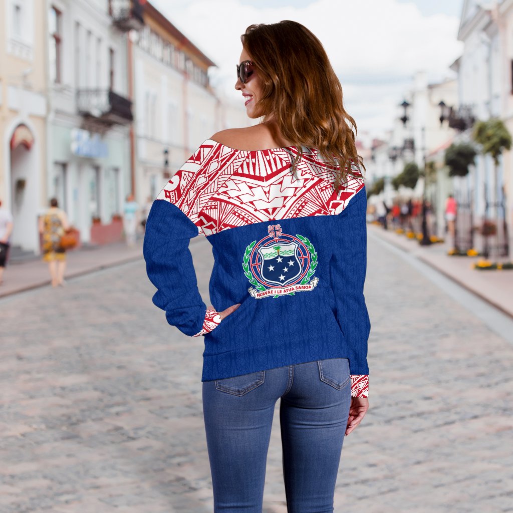 Samoa Women's Off Shoulder Sweater - Polynesian Design - Polynesian Pride