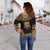 Tuvalu Polynesian Chief Custom Personalised Women's Off Shoulder Sweater - Gold Version - Polynesian Pride