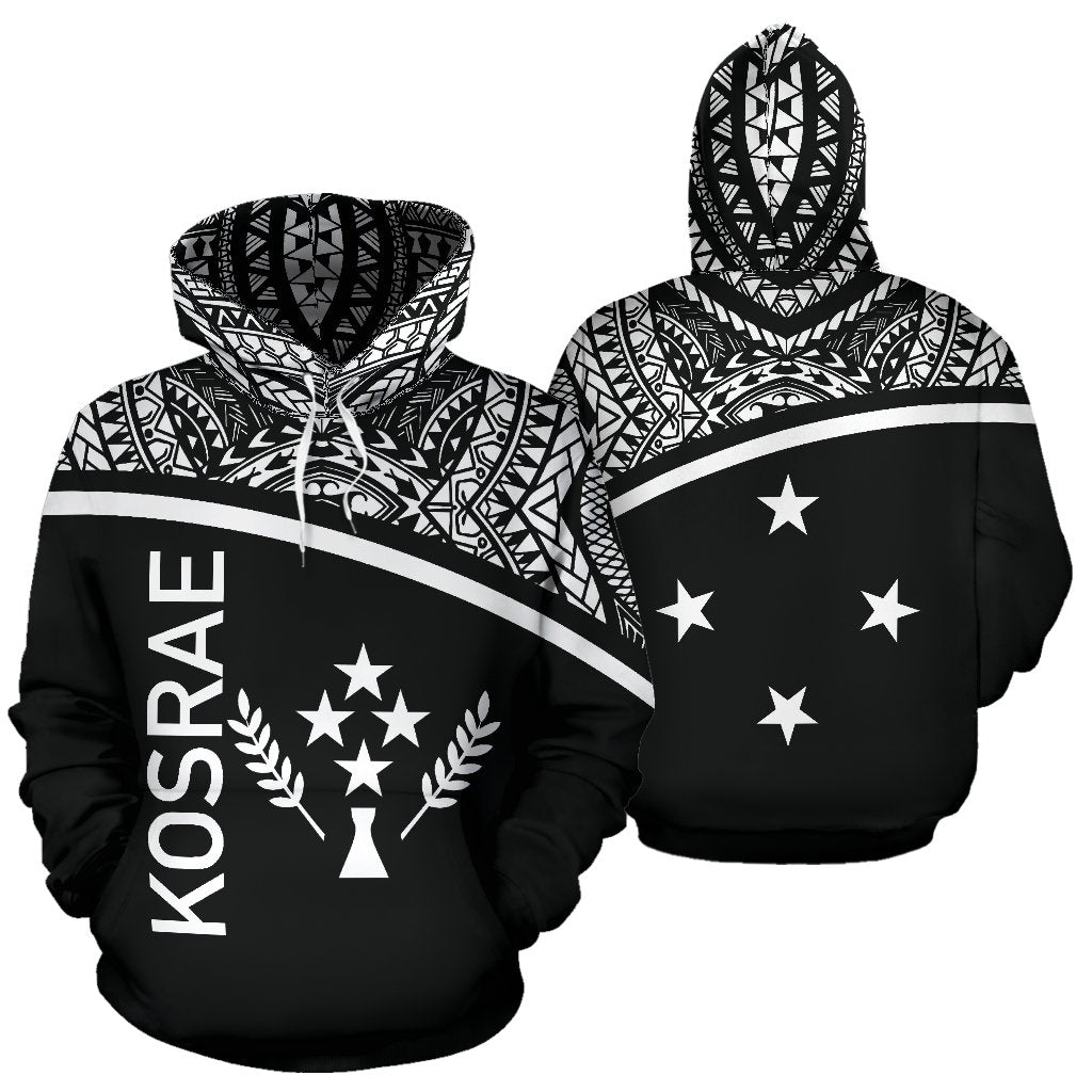 Kosrae All Over Hoodie Micronesia Black Curve Style Unisex Black - Polynesian Pride