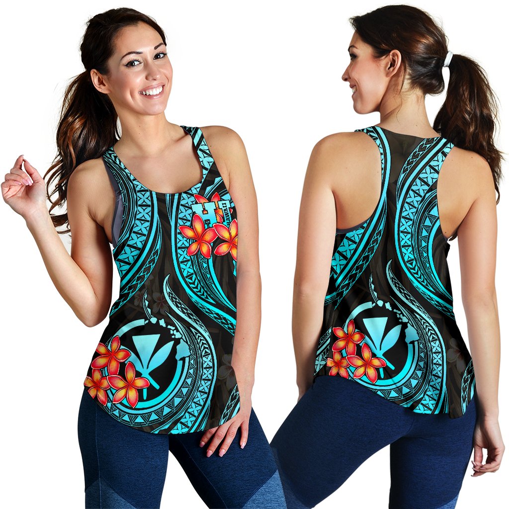 Polynesian Hawaii Women Racerback Tank - Turquoise Plumeria TURQUOISE - Polynesian Pride