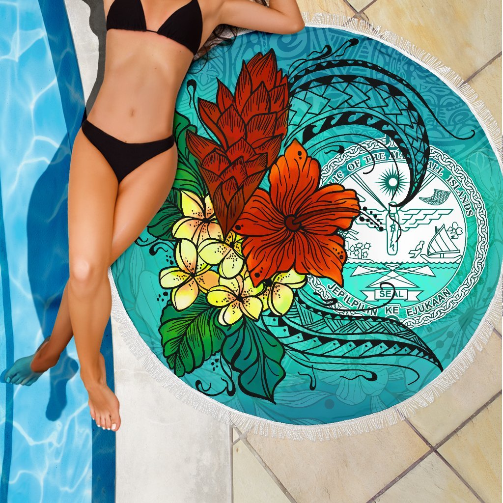Marshall Islands Beach Blanket - Tropical Flowers Style - Polynesian Pride