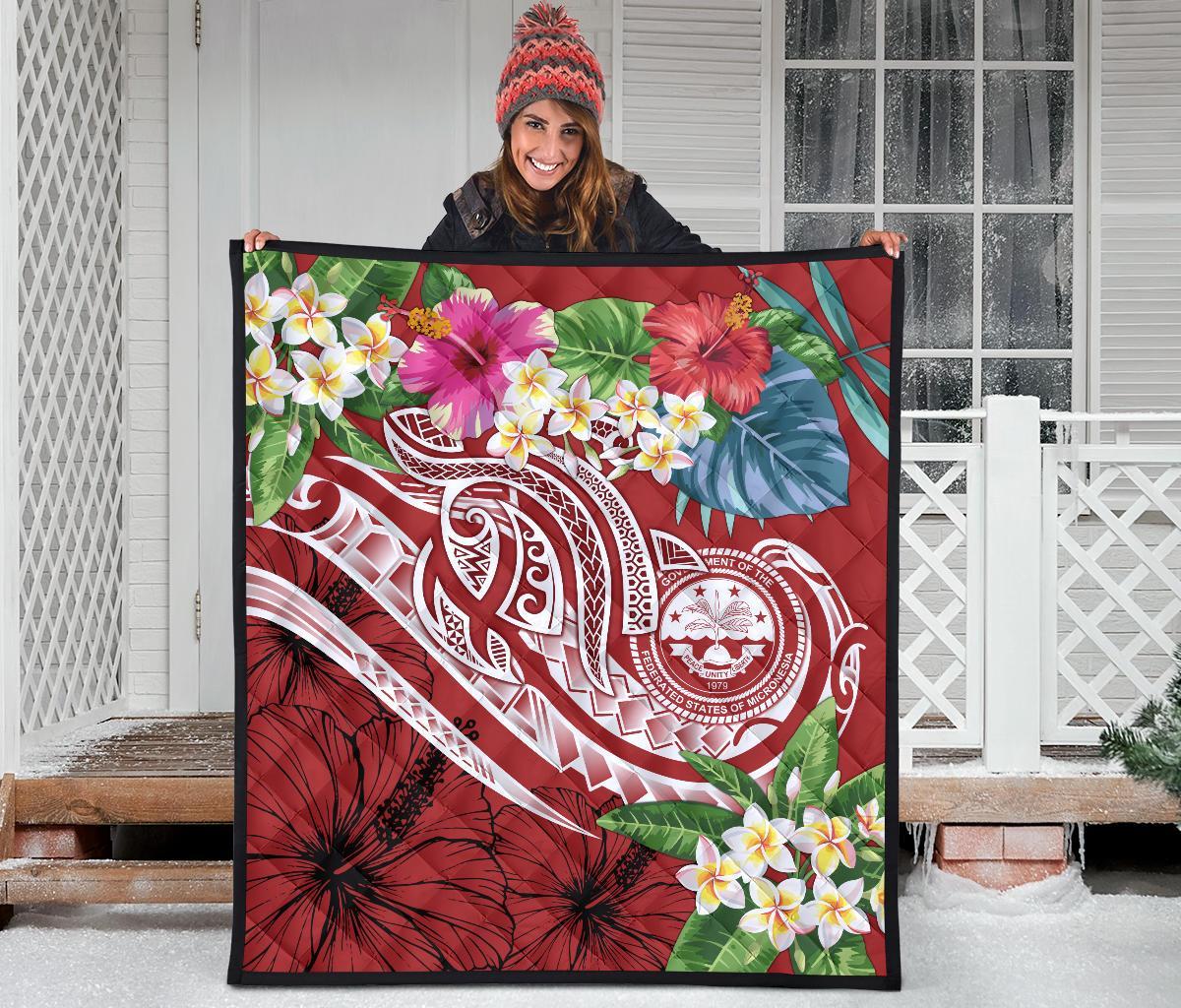 FSM Polynesian Premium Quilt - Summer Plumeria (Red) - Polynesian Pride