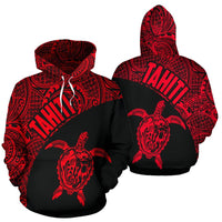 Tahiti Hoodie Tahiti Turtle Mermaid Polynesian Tattoo Red Version Unisex White - Polynesian Pride