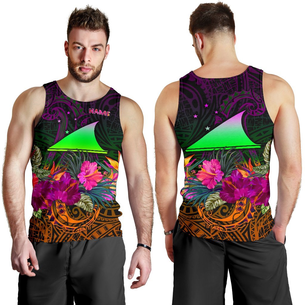 Tokelau Personalised Men's Tank Top - Summer Hibiscus - Polynesian Pride