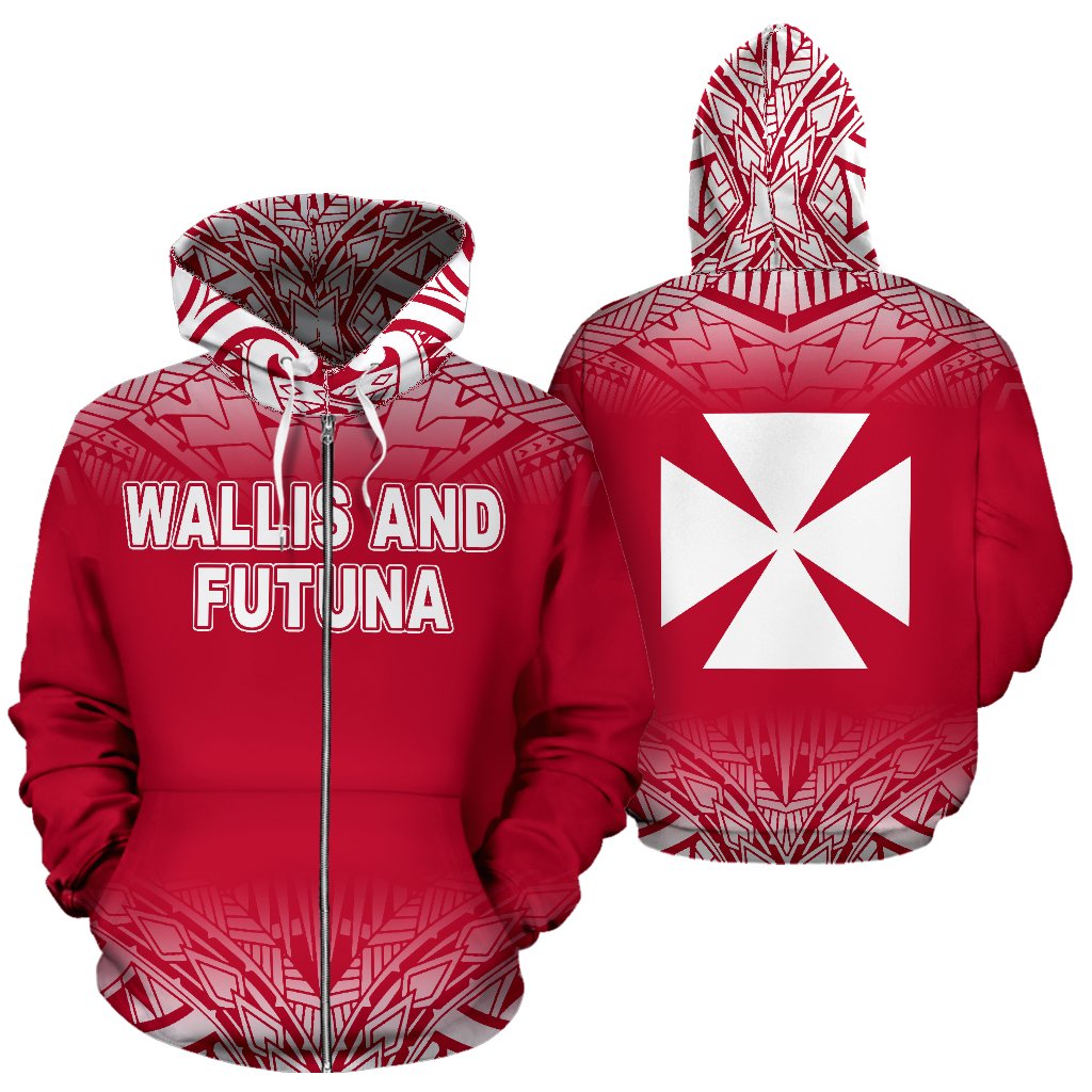 Wallis and Futuna Polynesian Zip up Hoodie Red Frog Unisex Red - Polynesian Pride