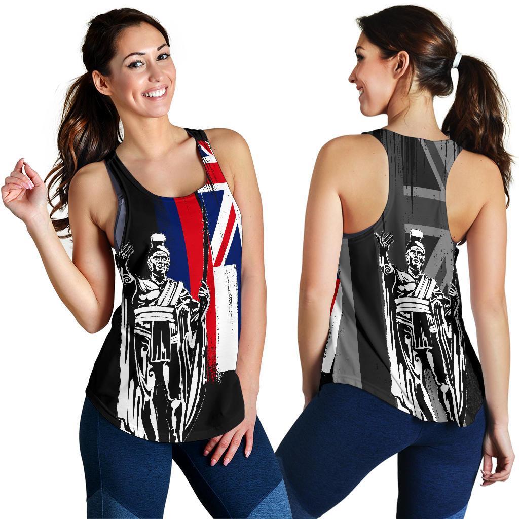 Hawaii King Flag Women's Racerback Tank Gray - Polynesian Pride