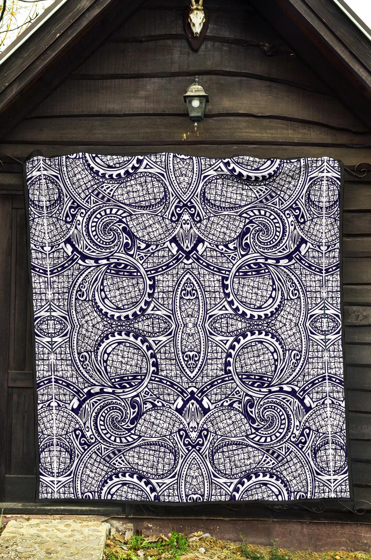 Polynesian Premium Quilt Blue And White - Polynesian Pride