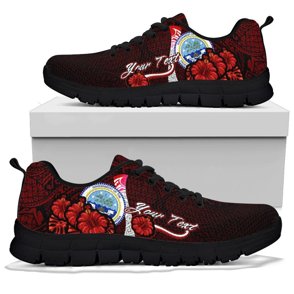 Federated States Of Micronesia Custom Personalised Sneakers - Coat Of Arm With Hibiscus - Polynesian Pride