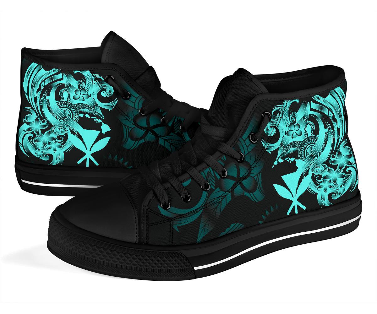 Polynesian Hawaii High Top Shoes - Kanaka Maoli Blue Turtle - Polynesian Pride