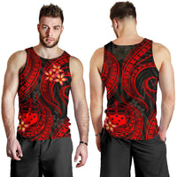 Samoa Polynesian Men Tank Top - Red Plumeria RED - Polynesian Pride