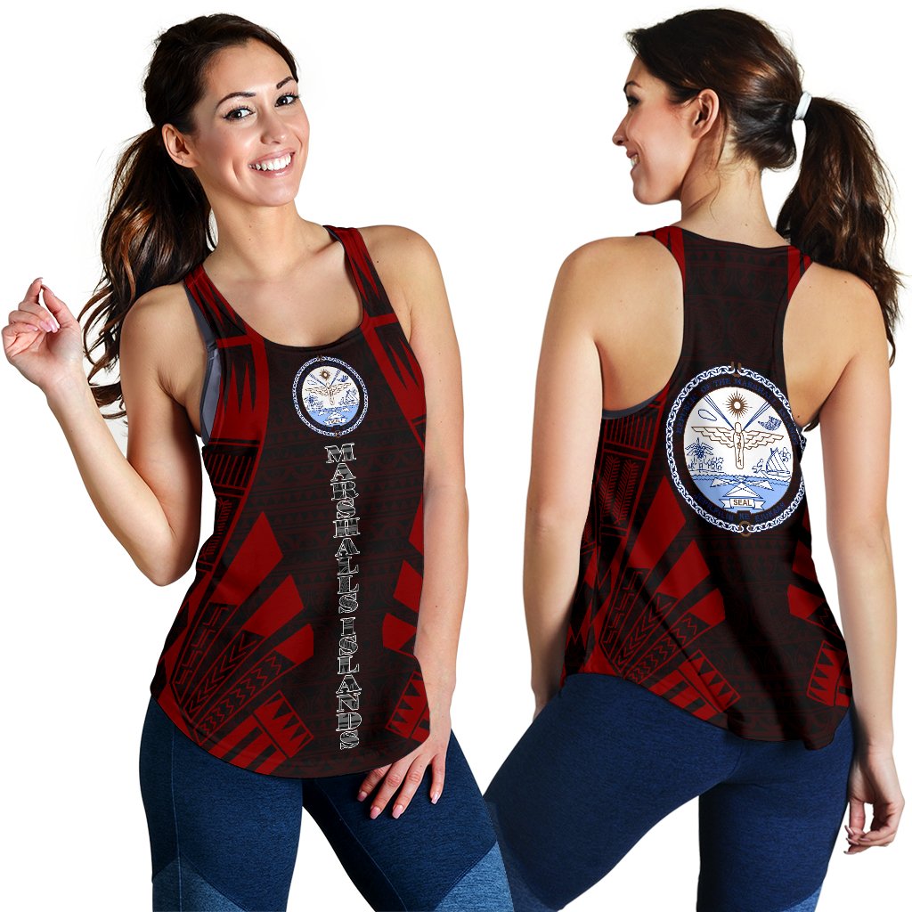 Marshall Islands Women Racerback Tank - Polynesian Tattoo Red - Polynesian Pride