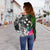 Kosrae Off Shoulder Sweater - Turtle Plumeria Banana Leaf - Polynesian Pride