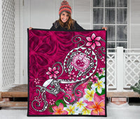Samoa Premium Quilt - Turtle Plumeria (Pink) - Polynesian Pride