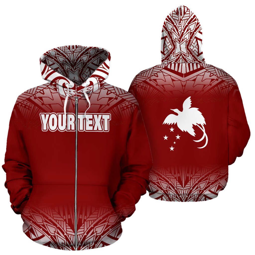 Papua New Guinea Custom All Over Zip up Hoodie Fog Red Unisex Red - Polynesian Pride