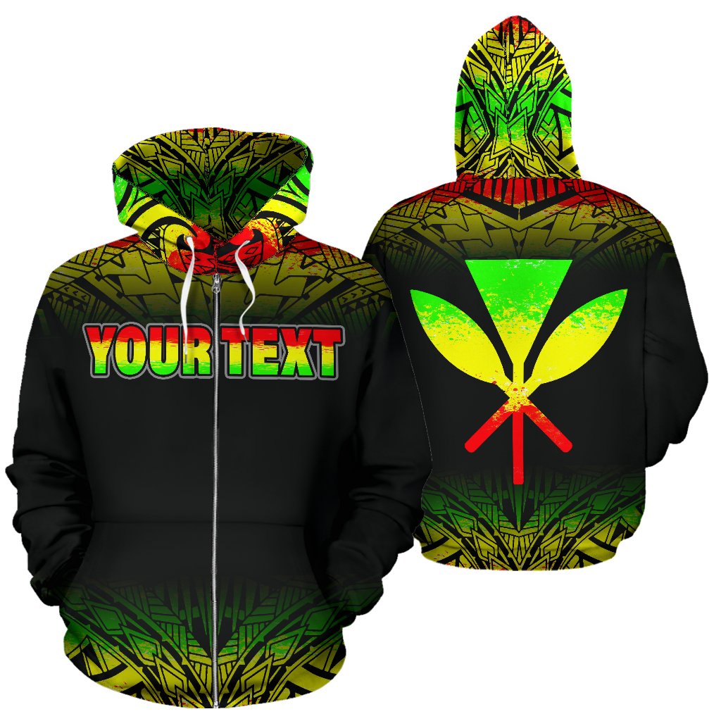 Hawaii All Over Custom Zip up Hoodie Polynesian Reggae Fog Unisex Reggae - Polynesian Pride