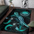 Federated States of Micronesia Polynesian Area Rugs - Turtle With Blooming Hibiscus Turquoise - Polynesian Pride