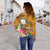 Hawaii Polynesian Women's Off Shoulder Sweater - Hawaii Seal With Turtle Plumeria (Gold) - Polynesian Pride