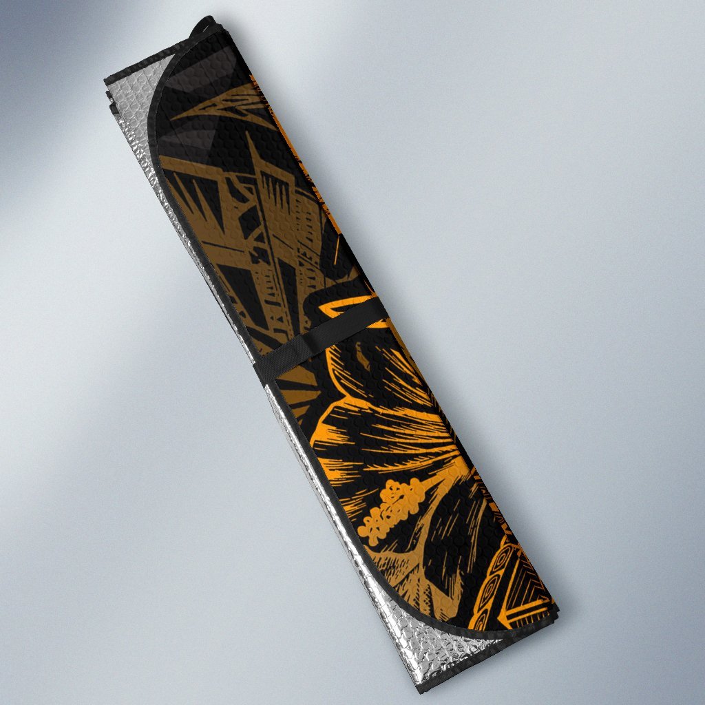 Tahiti Auto Sun Shades Turtle Hibiscus Gold - Polynesian Pride