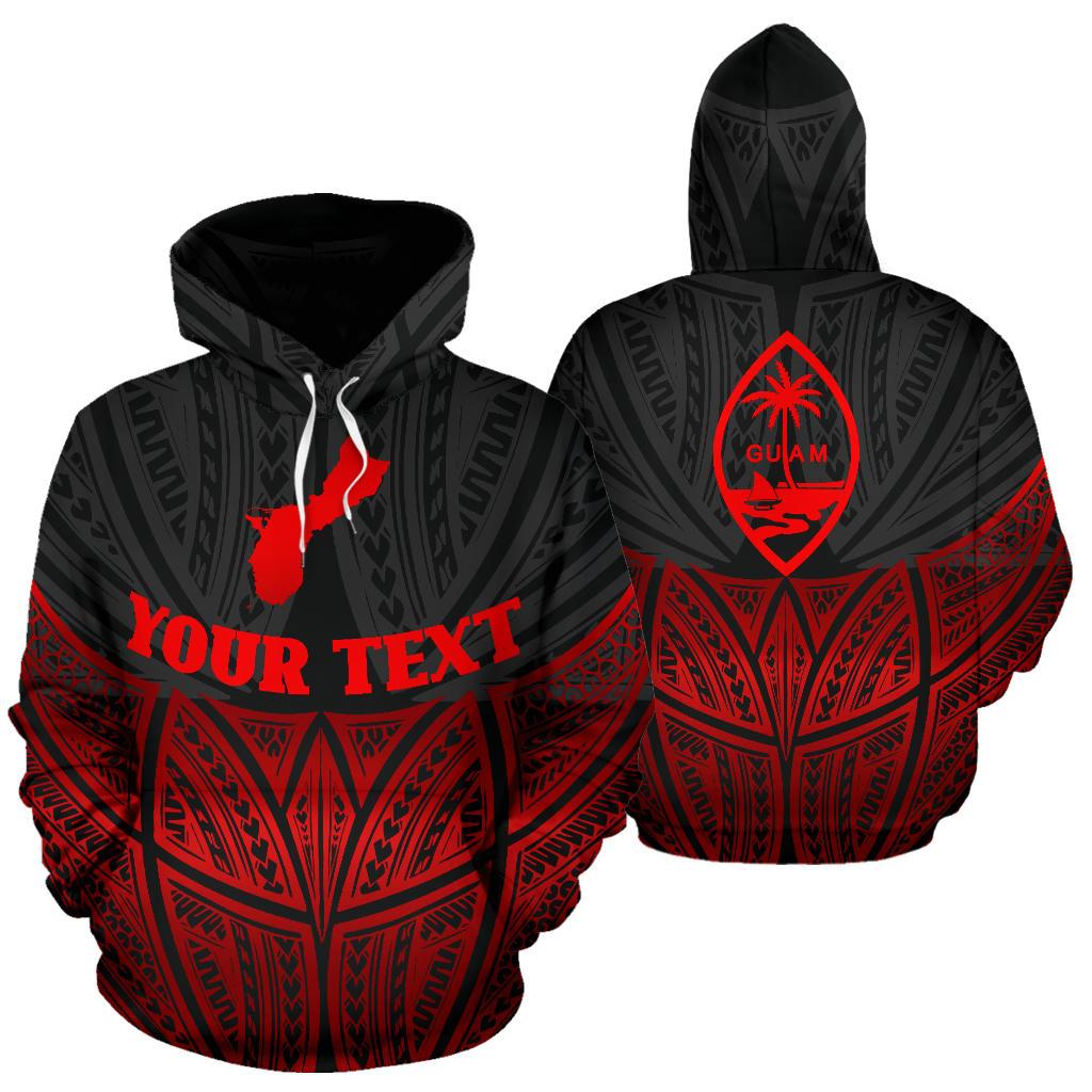 Guam Polynesian Custom Hoodie Red Black Pride Map nd Seal Unisex Black - Polynesian Pride