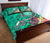 American Samoa Polynesian Quilt Bed Set - Turtle Plumeria (Turquoise) - Polynesian Pride