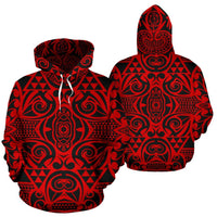 Hawaii Hoodie Polynesian Kakau Turtle Red Pullover - Polynesian Pride