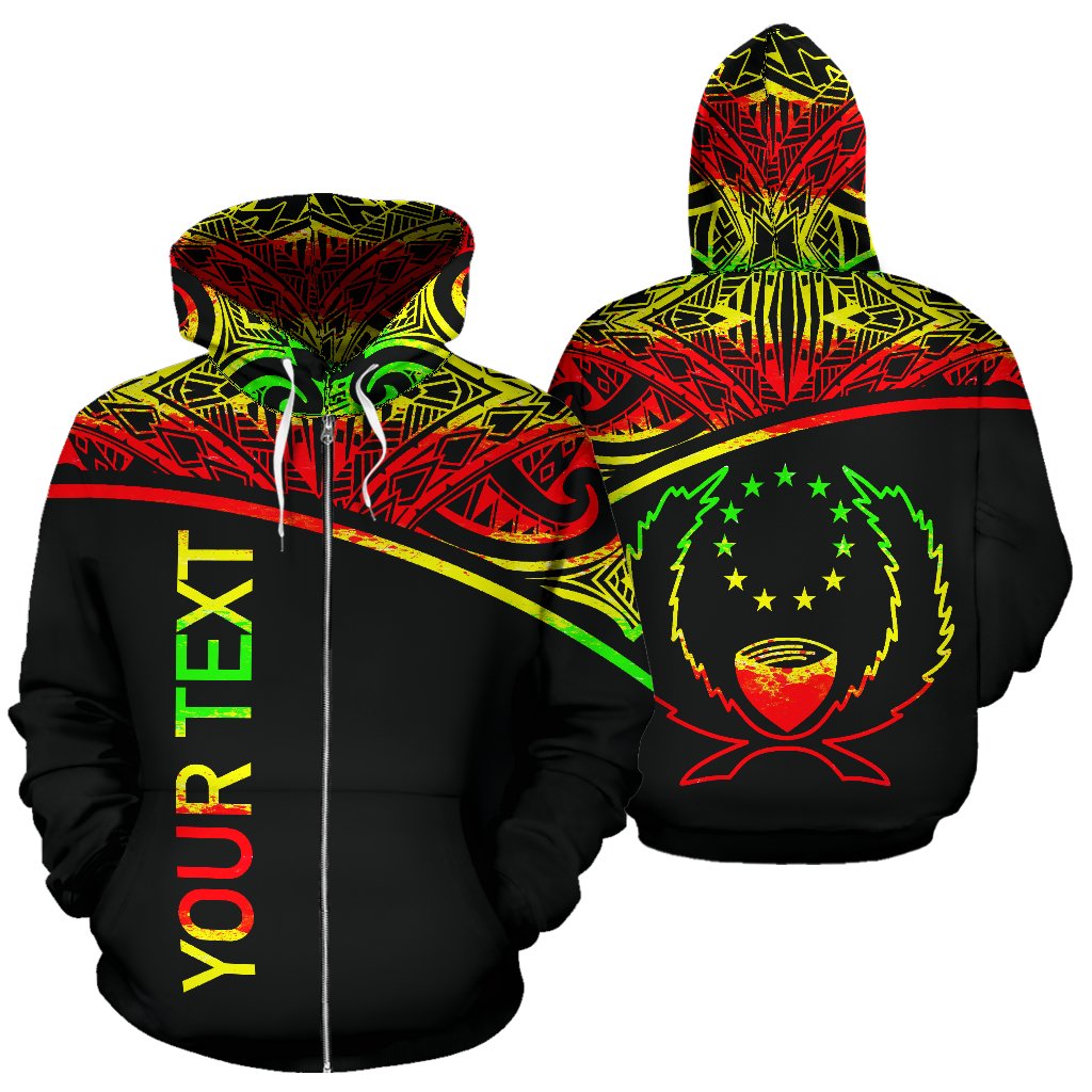 Pohnpei All Over Custom Zip up Hoodie Micronesian Reggae Curve Style Unisex Reggae - Polynesian Pride