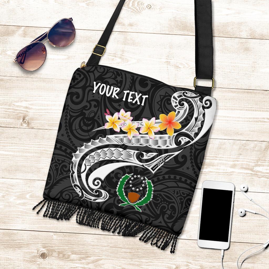 Pohnpei Custom Personalised Crossbody Boho Handbag - Pohnpei Seal Polynesian Patterns Plumeria (Black) One Style One Size Black - Polynesian Pride