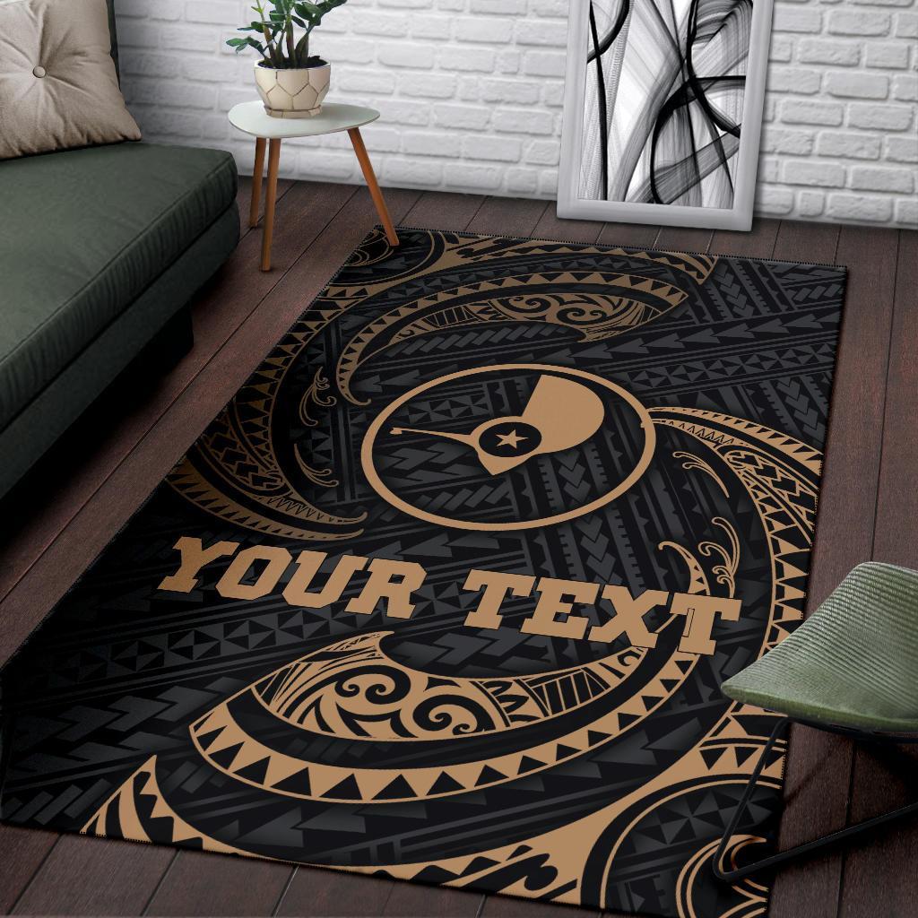 Yap Micronesia Custom Personalised Area Rug - Gold Tribal Wave - Polynesian Pride