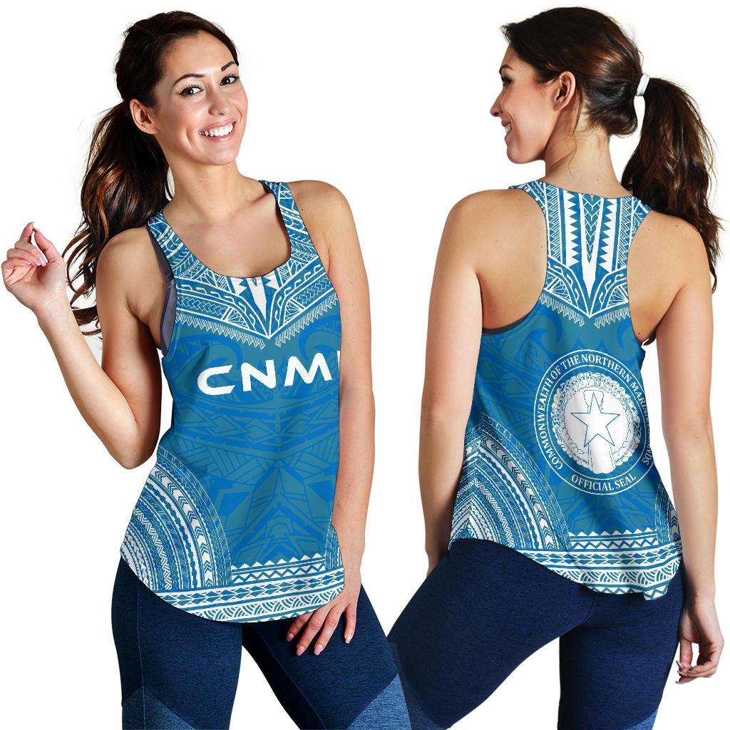 Northern Mariana Islands Women's Racerback Tank - Polynesian Chief Flag Version - Polynesian Pride